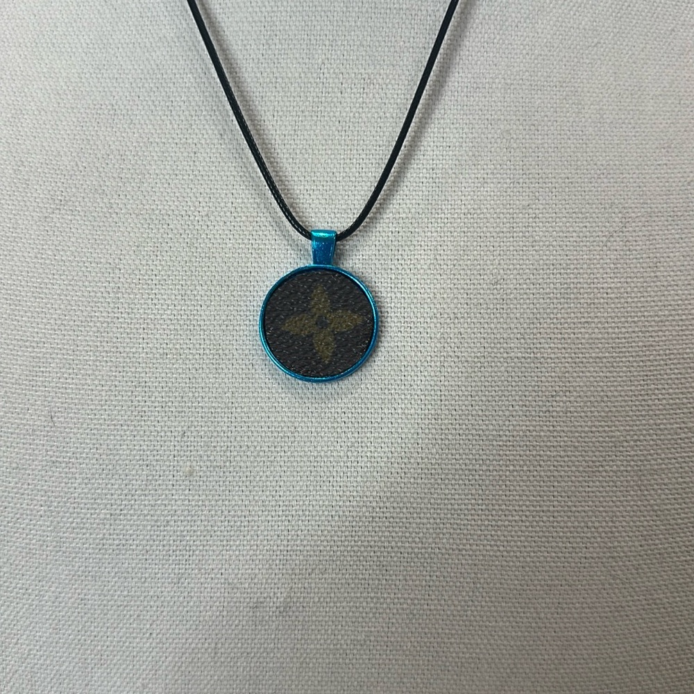 Necklace with upcycled Louis Vuitton monogram charm
